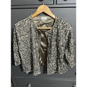 Amichi Spain Hand Metallic Jacket L 3/4Sleeve 3D Sequins & Beads EUC
